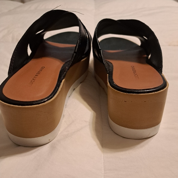 Lucky Brand Black Vebony leather, padded insole platform Sandals size 7, 37 1/2 - Picture 9 of 10